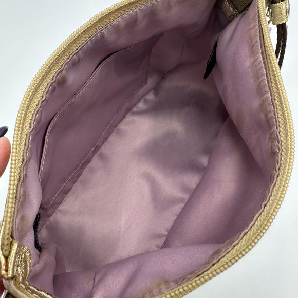 Coach Mini Tartan Plaid Lavender Signature Top Handle Pouch in EUC - Picture 11 of 15